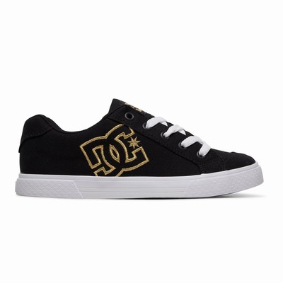 DC Chelsea Canvas Women's Black/Gold Sneakers Australia RIF-097